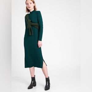 BANANA REPUBLIC Luxespun Mock-Neck Sweater Dress with Side Slit